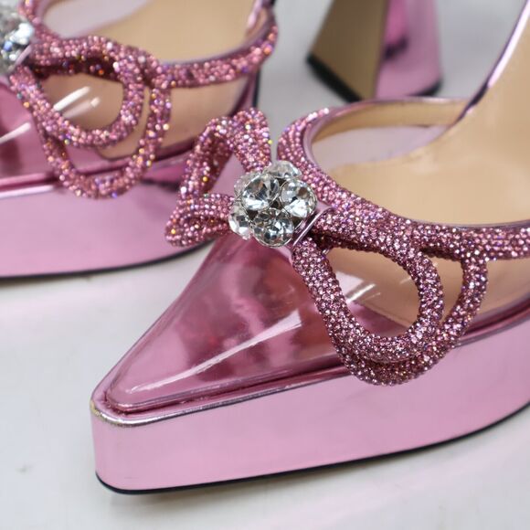 🔥NO ANKLE STRAP MACH & MACH Double Crystal Bow Platform Pump Pink, 7.5US/37.5IT - Picture 7 of 13